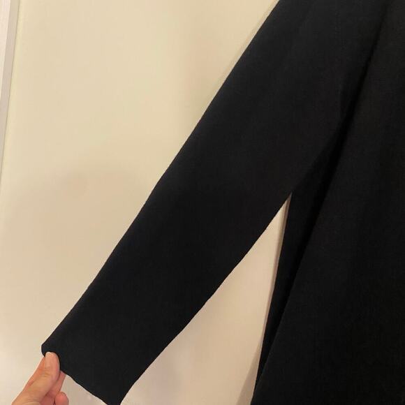 Nordstrom Long Black Wool Blend Open Cardigan Sweater MedTeacher Quiet Luxury - Picture 6 of 15